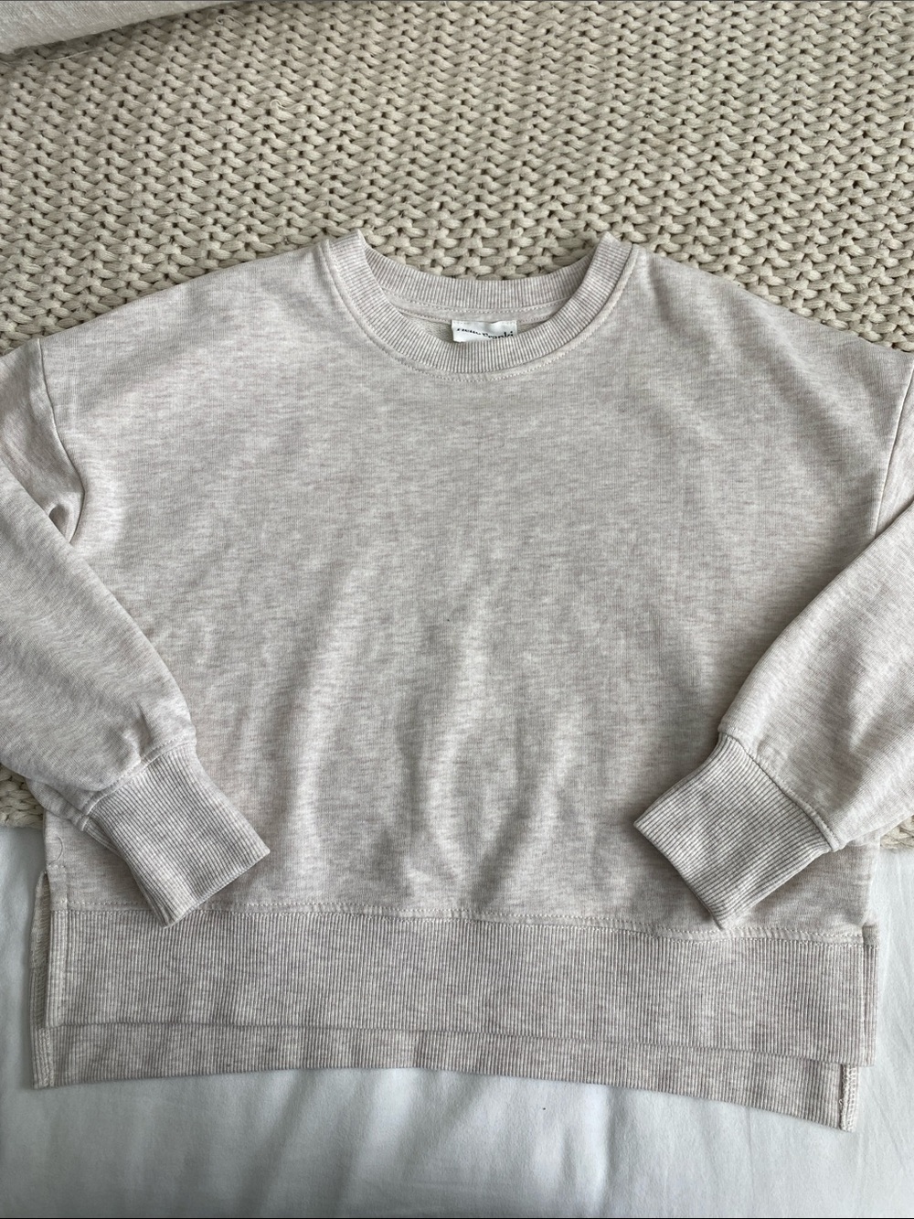 Franki by Francesca's Collections Cream Crewneck Sweater - Kids